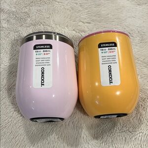 Corkcicle Stemless Tumblers in Light Pink and Orange